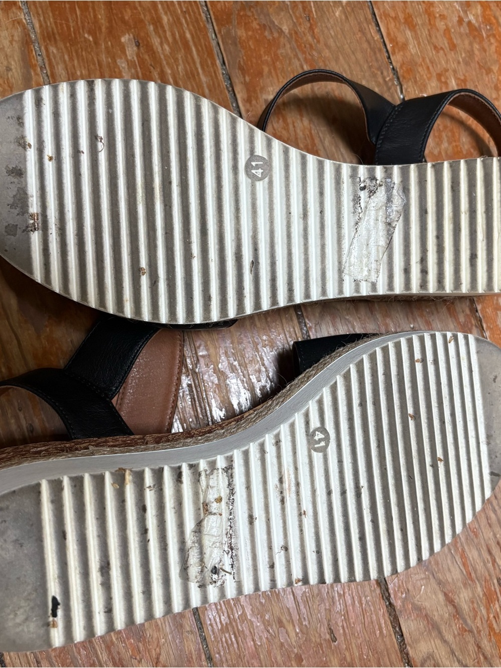 Josef Seibel Black and Brown Wedge Sandals - Picture 5 of 7